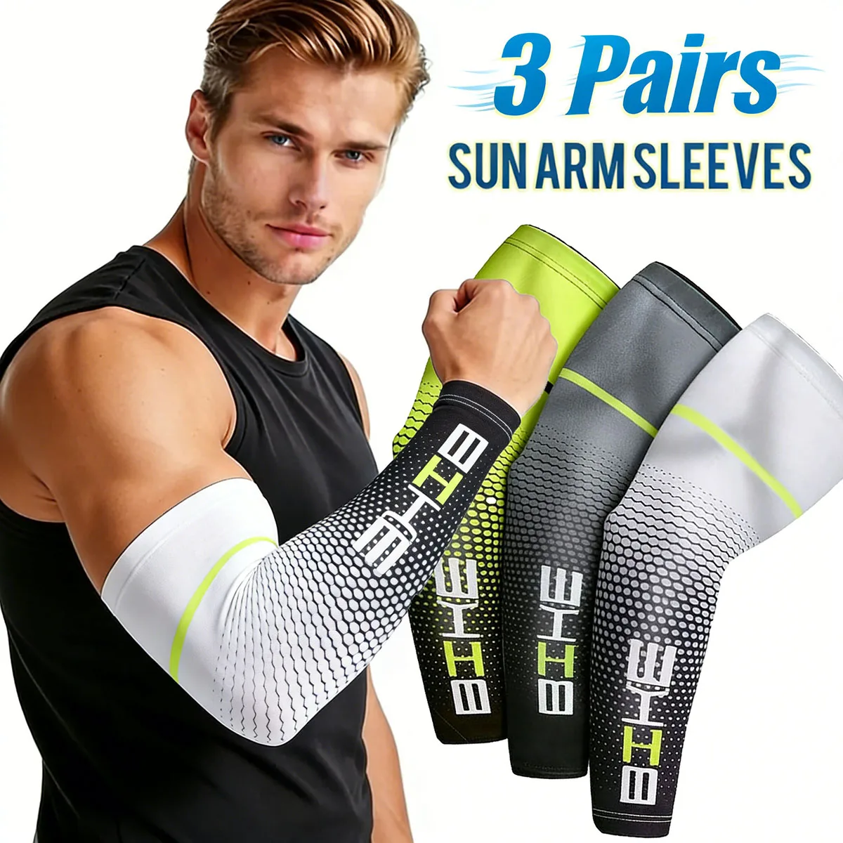 1/3Pairs Unisex Cycling Running Sports Sleeve Arm Cooling Sleeves UV Sun Protection Cuff Cover Protective Elastic Arm Sleeves