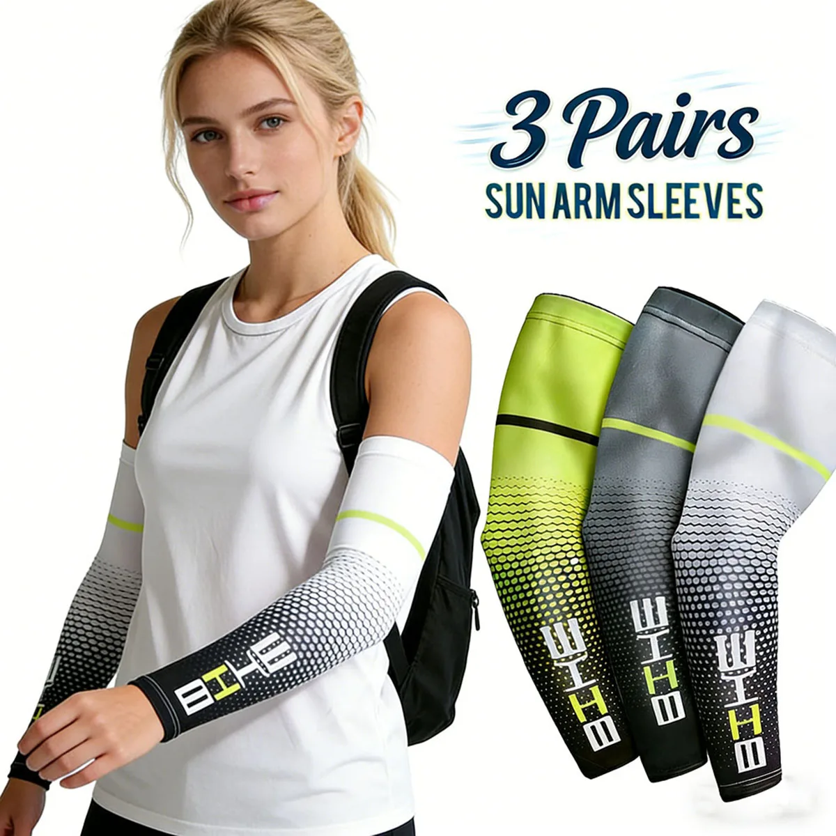 1/3Pairs Unisex Cycling Running Sports Sleeve Arm Cooling Sleeves UV Sun Protection Cuff Cover Protective Elastic Arm Sleeves