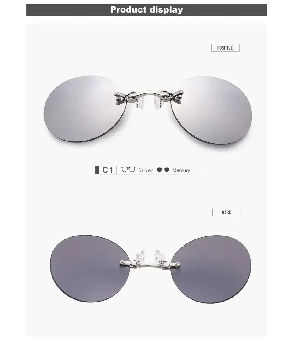  VIEWRING1-2PCS Clip On Nose Glasses Round Rimless Matrix Morpheus Sunglasses Mini Frameless Vintage Men Eyeglasses