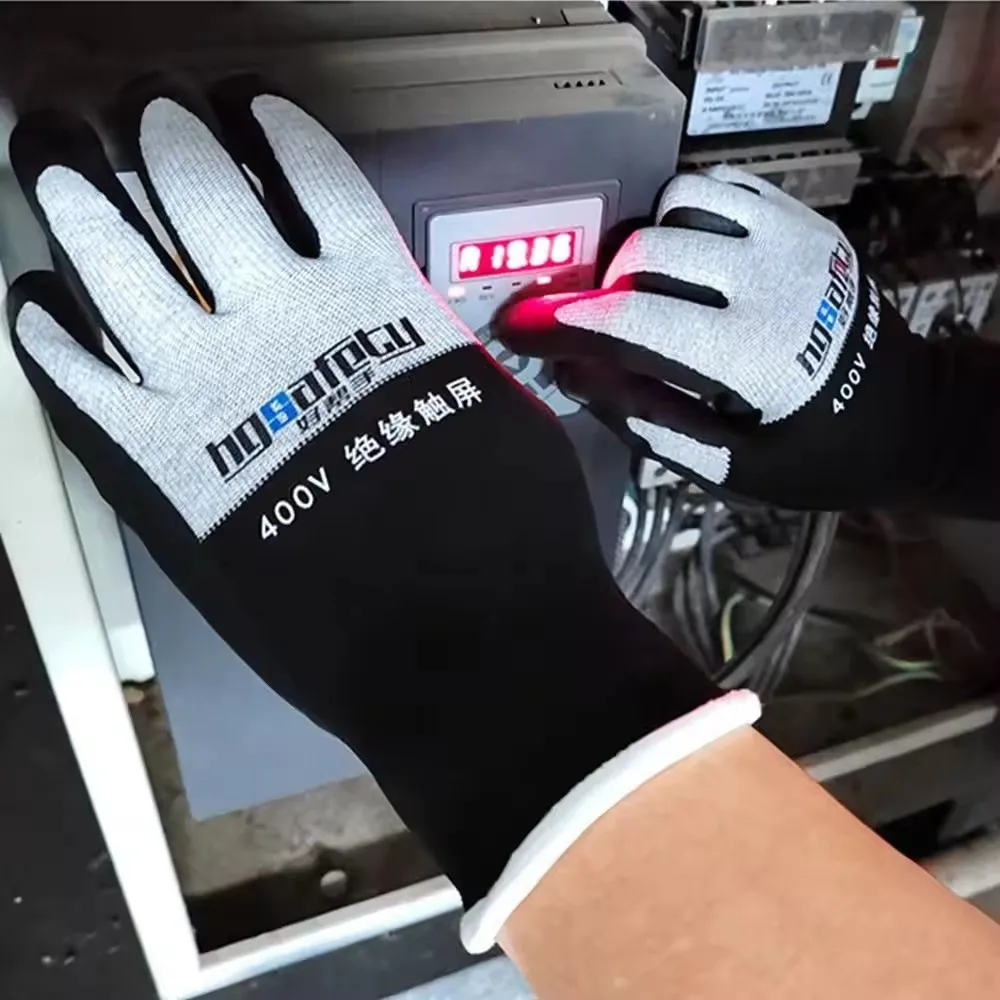 Ultrathin Electrician Insulating Gloves 400V/500V Rubber Touch Screen Industrial Insulation Gloves for Electrical Safety