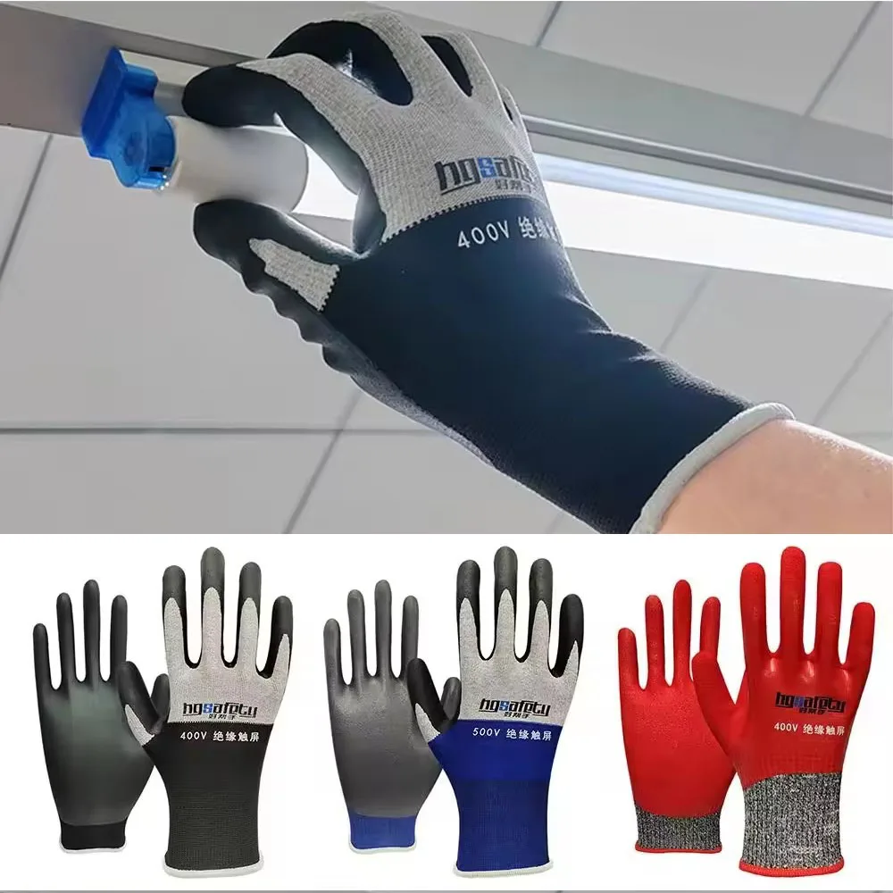 Ultrathin Electrician Insulating Gloves 400V/500V Rubber Touch Screen Industrial Insulation Gloves for Electrical Safety