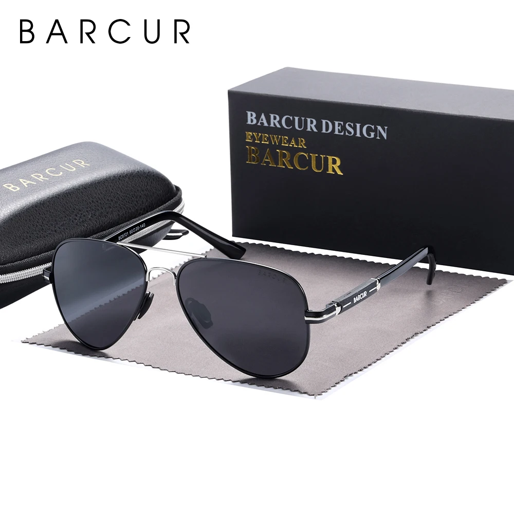 BARCUR Polarized Mens Sunglasses Pilot Sun Glasses for Men Accessories Driving Fishing Hiking Eyewear Oculos Gafas De Sol