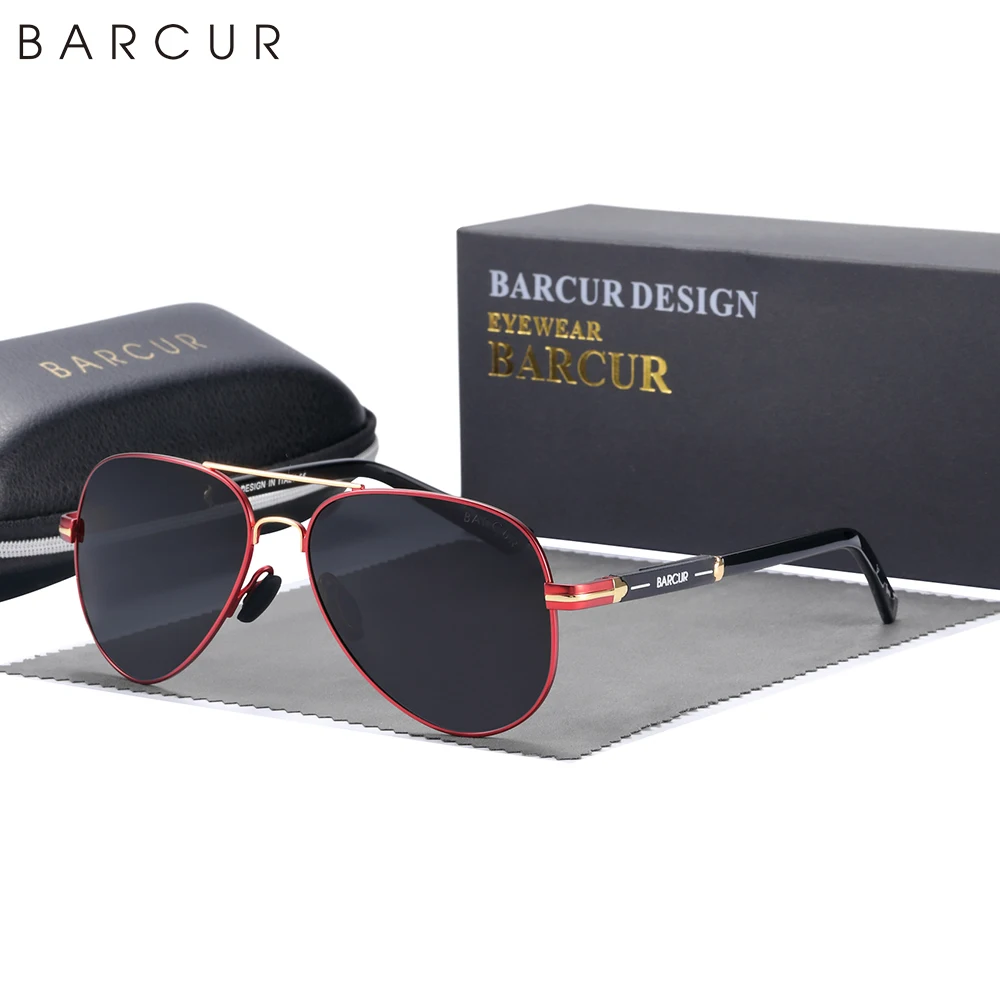 BARCUR Polarized Mens Sunglasses Pilot Sun Glasses for Men Accessories Driving Fishing Hiking Eyewear Oculos Gafas De Sol