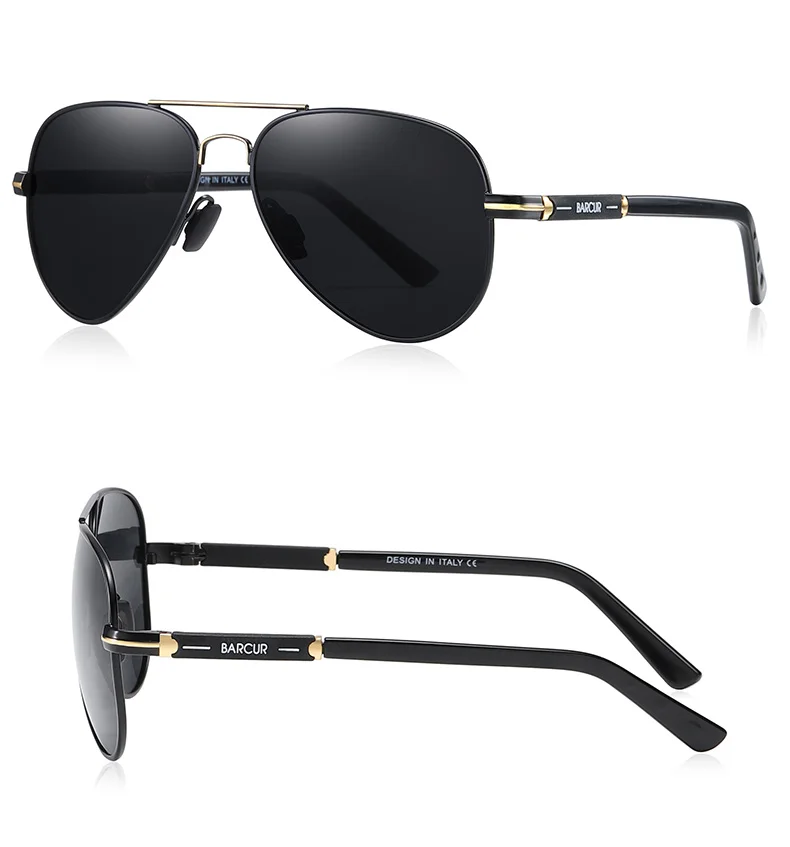 BARCUR Polarized Mens Sunglasses Pilot Sun Glasses for Men Accessories Driving Fishing Hiking Eyewear Oculos Gafas De Sol