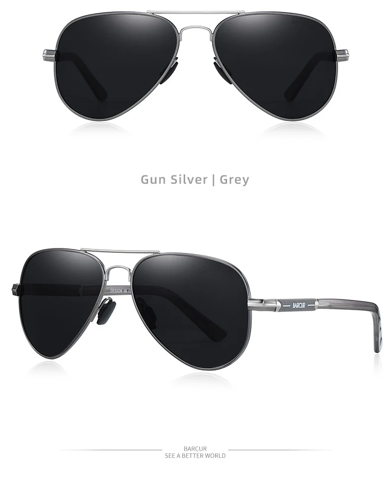 BARCUR Polarized Mens Sunglasses Pilot Sun Glasses for Men Accessories Driving Fishing Hiking Eyewear Oculos Gafas De Sol