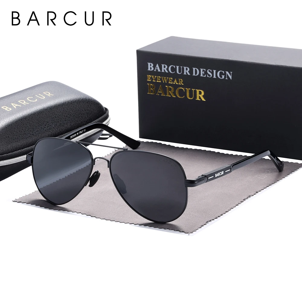 BARCUR Polarized Mens Sunglasses Pilot Sun Glasses for Men Accessories Driving Fishing Hiking Eyewear Oculos Gafas De Sol