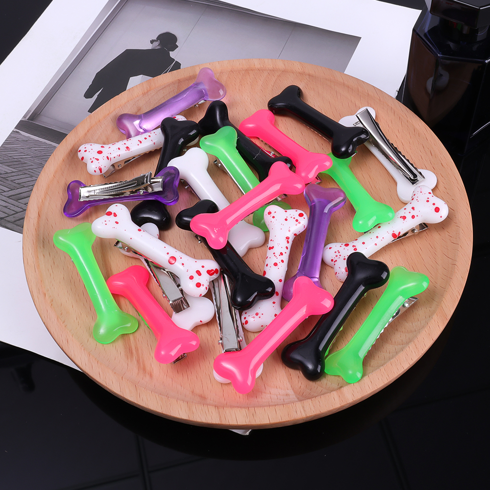 1/10pcs Y2K Fashion Gothic Women Gril Headwear Barrettes Hair Band Accessories Vivid Dog Bone Hair Clips Side Hairpin