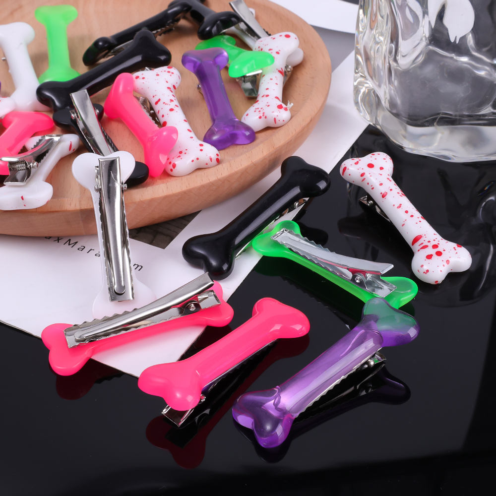1/10pcs Y2K Fashion Gothic Women Gril Headwear Barrettes Hair Band Accessories Vivid Dog Bone Hair Clips Side Hairpin