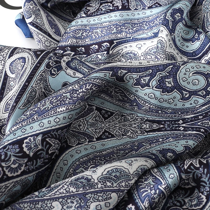 Bohemian Style Print Luxury Brand Silk Square Scarf Women Satin Shawls Neckerchief Wrap Scarves Bandana Hair Hjiab Floral