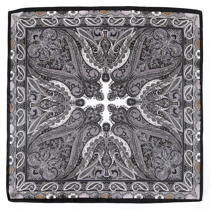 Bohemian Style Print Luxury Brand Silk Square Scarf Women Satin Shawls Neckerchief Wrap Scarves Bandana Hair Hjiab Floral