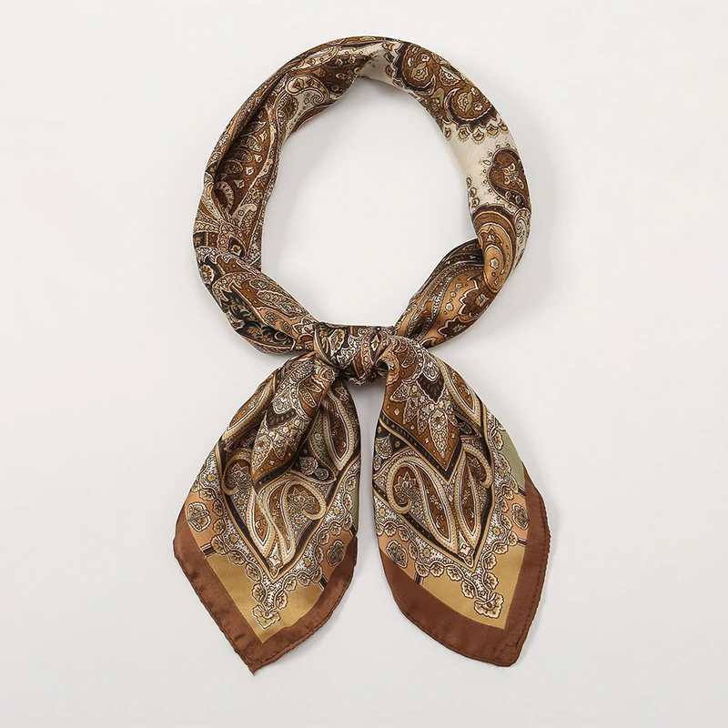 Bohemian Style Print Luxury Brand Silk Square Scarf Women Satin Shawls Neckerchief Wrap Scarves Bandana Hair Hjiab Floral