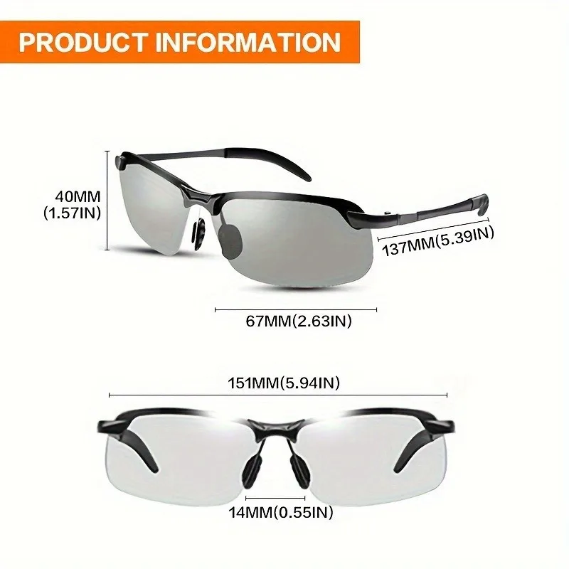 Polarized Fashion Glasses with Daytime and Nighttime Visual Functions, Scratch Resistant, UV Protection