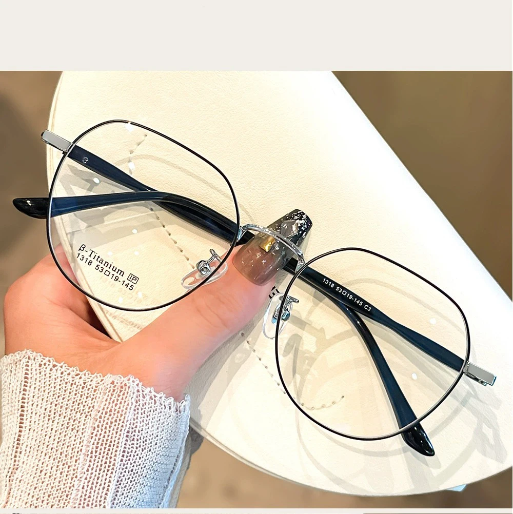 Clear Glasses Women Polygonal Metal Frame Eye Glasses 0 Flat Mirror Girls Eyewear Anti Blue Light Glasses Fashion Eyeglasses