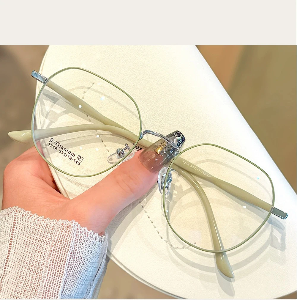 Clear Glasses Women Polygonal Metal Frame Eye Glasses 0 Flat Mirror Girls Eyewear Anti Blue Light Glasses Fashion Eyeglasses