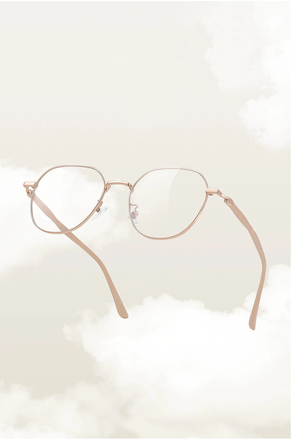 Clear Glasses Women Polygonal Metal Frame Eye Glasses 0 Flat Mirror Girls Eyewear Anti Blue Light Glasses Fashion Eyeglasses