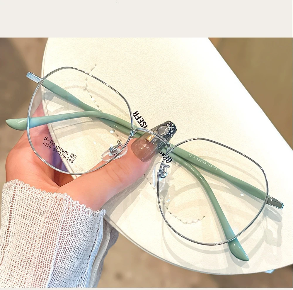 Clear Glasses Women Polygonal Metal Frame Eye Glasses 0 Flat Mirror Girls Eyewear Anti Blue Light Glasses Fashion Eyeglasses