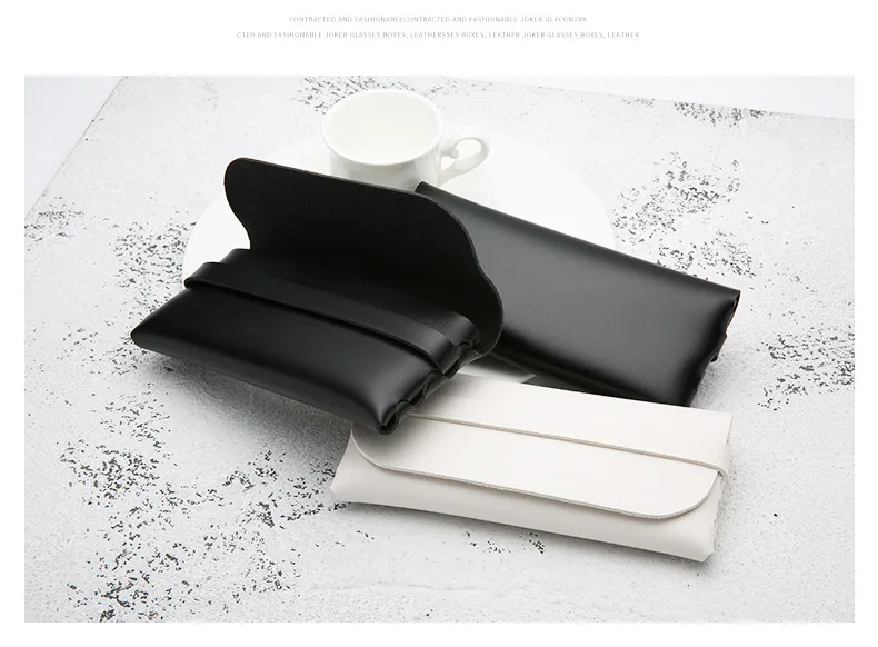 Black and White Soft and Stylish Leather Glasses Cases - Glasses Protection Bags, Travel Accessories for Men and Women - Stylish