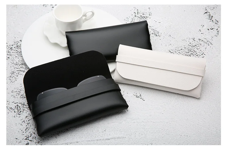 Black and White Soft and Stylish Leather Glasses Cases - Glasses Protection Bags, Travel Accessories for Men and Women - Stylish