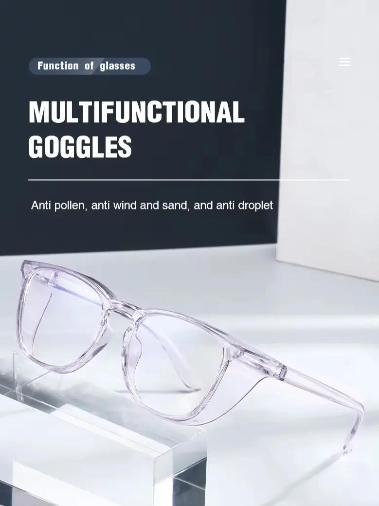 Anti Blue Light Glasses Lightweight PC Frames Square Clear Lens Glasses Anti Pollen Safety Goggles Eyewear Accessories