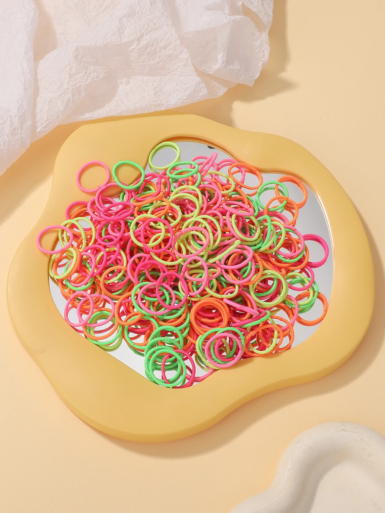 100 Pcs/Lot 2cm Hair Ties Gum Colorful Nylon Rubber Band Rope Doll Hair Accessories Black Elastic Hair Bands for Baby Girls Gift