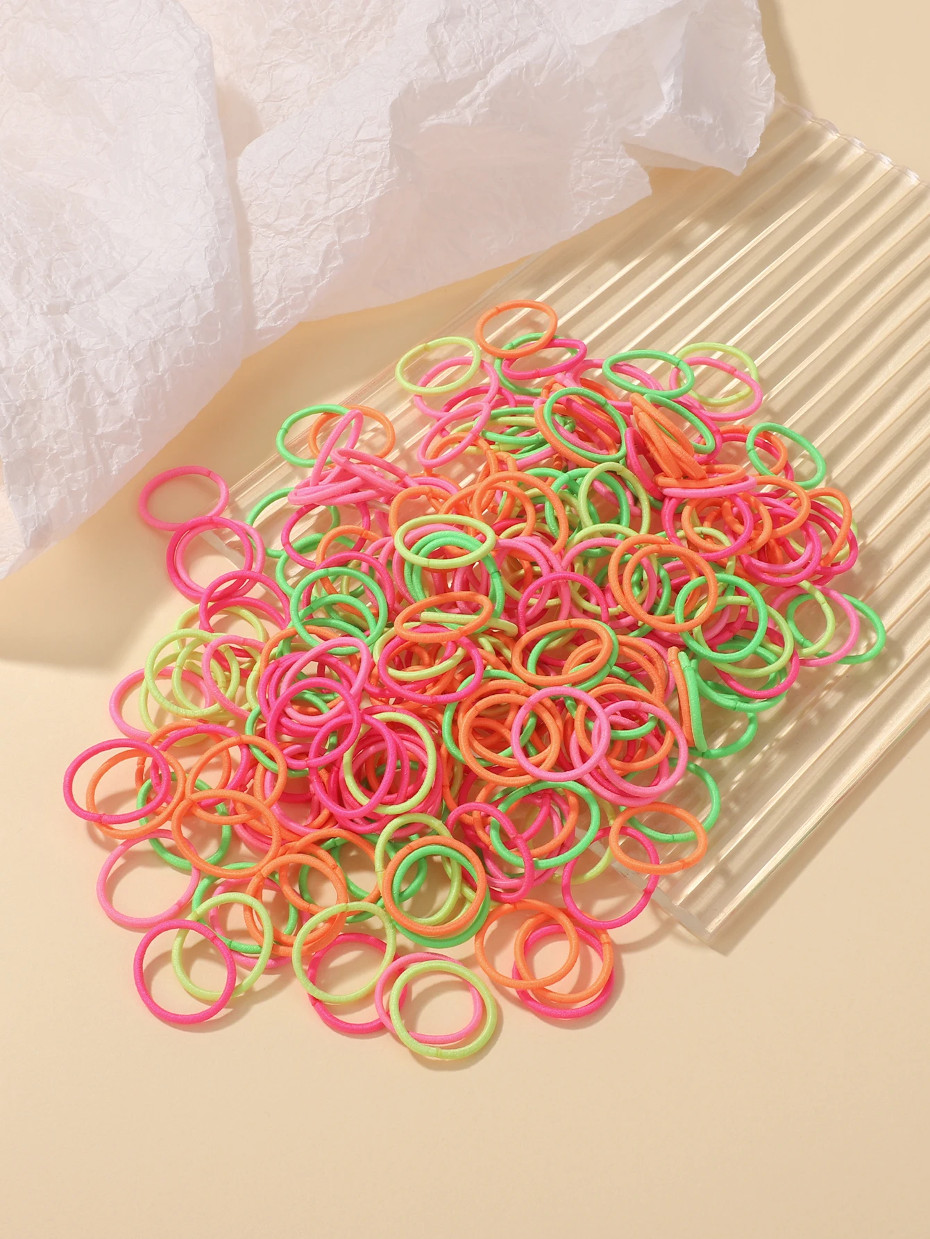 100 Pcs/Lot 2cm Hair Ties Gum Colorful Nylon Rubber Band Rope Doll Hair Accessories Black Elastic Hair Bands for Baby Girls Gift