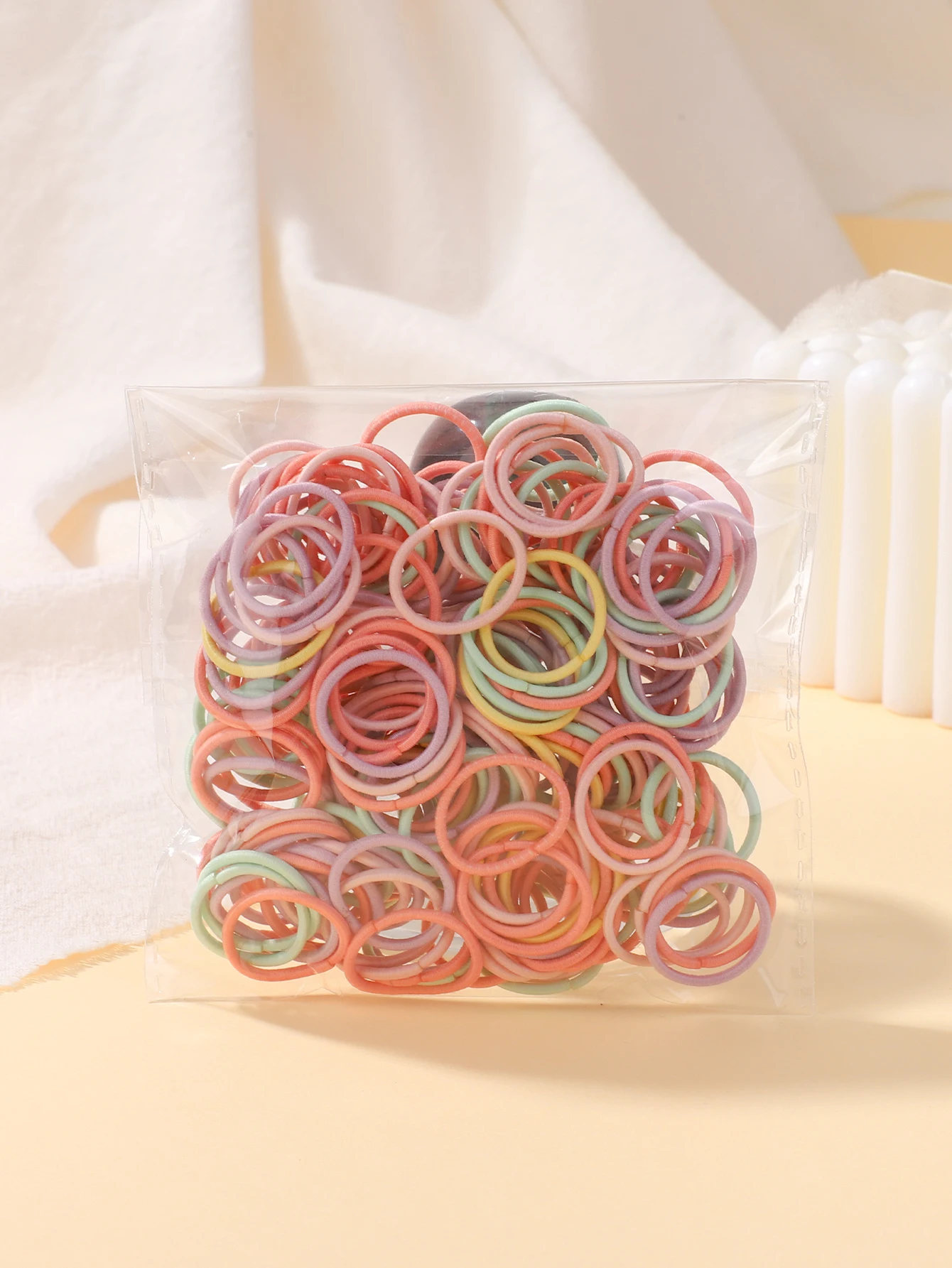 100 Pcs/Lot 2cm Hair Ties Gum Colorful Nylon Rubber Band Rope Doll Hair Accessories Black Elastic Hair Bands for Baby Girls Gift