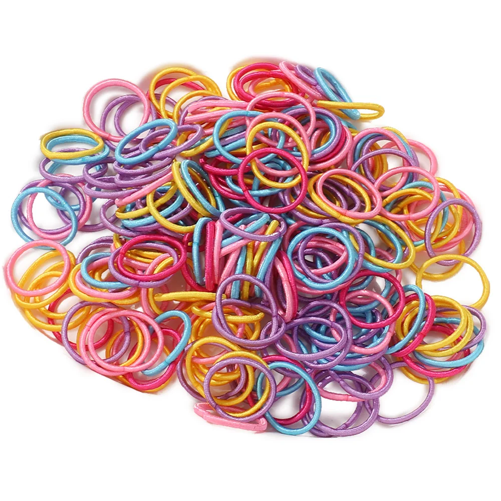 100 Pcs/Lot 2cm Hair Ties Gum Colorful Nylon Rubber Band Rope Doll Hair Accessories Black Elastic Hair Bands for Baby Girls Gift