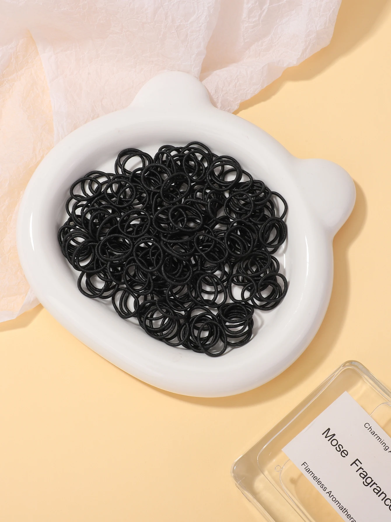 100 Pcs/Lot 2cm Hair Ties Gum Colorful Nylon Rubber Band Rope Doll Hair Accessories Black Elastic Hair Bands for Baby Girls Gift