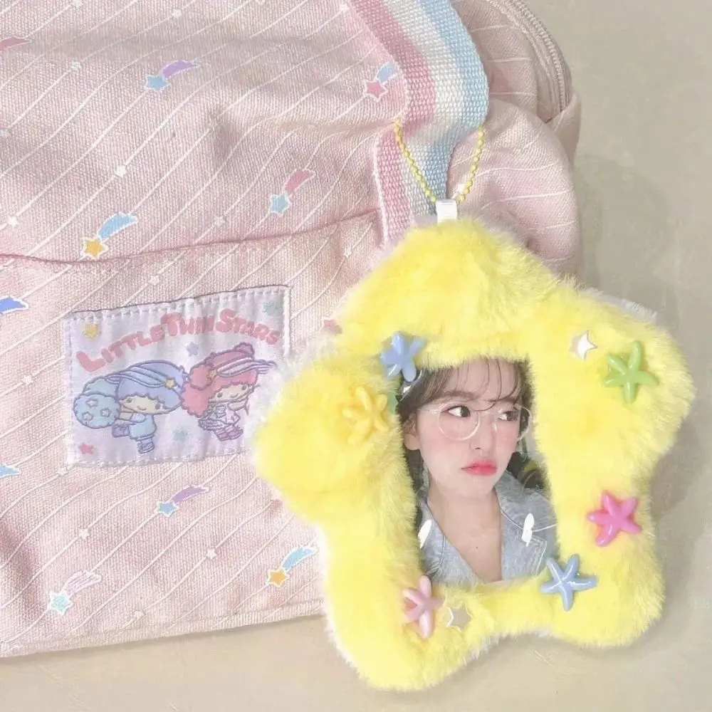 Cute Photocard Case Student Card Holder Cartoon Star Shape Photo Card Holder Bag Keychain Idol Photos Protective Cover