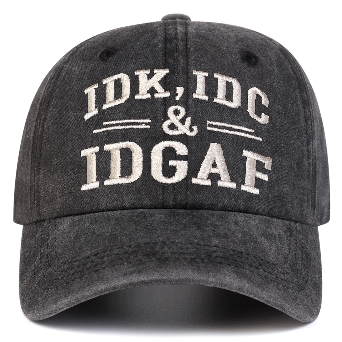 Unisex IDK IDC&IDGAF Letter Embroidery Washed Baseball Cap Spring Autumn Outdoor Adjustable Casual Hat Sunscreen Hat Sports Cap