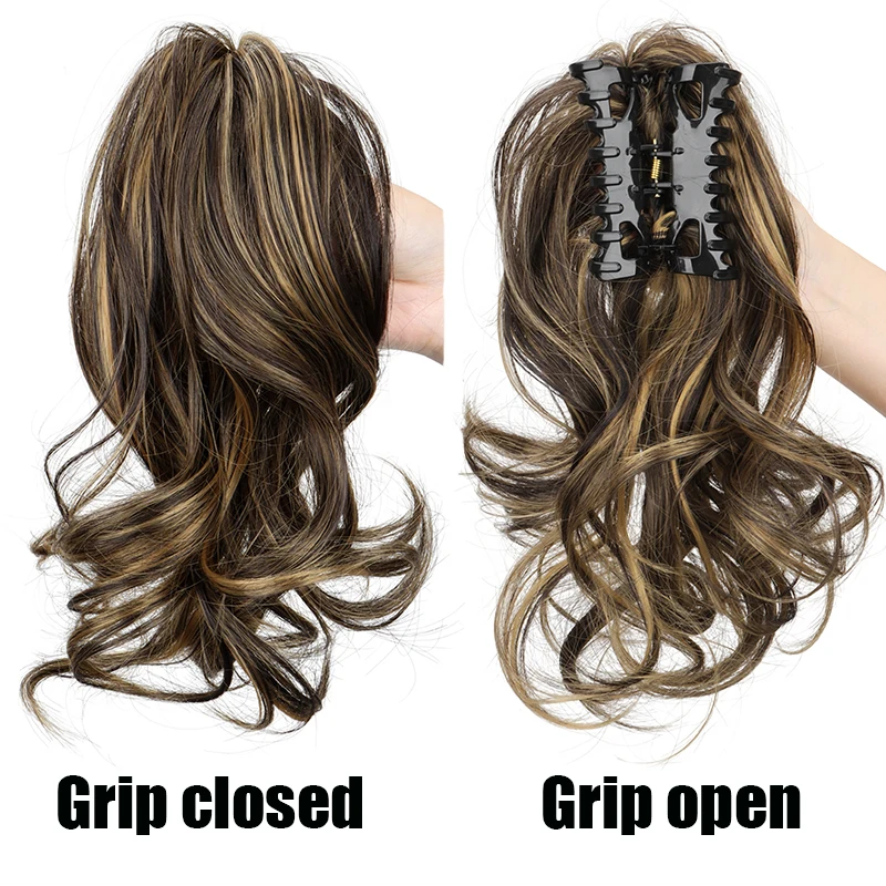 12 Inch Short Curly Clip-In Ponytail Extension-Synthetic Hair for Women Voluminous Claw Clip Hairpiece for Everyday Wear
