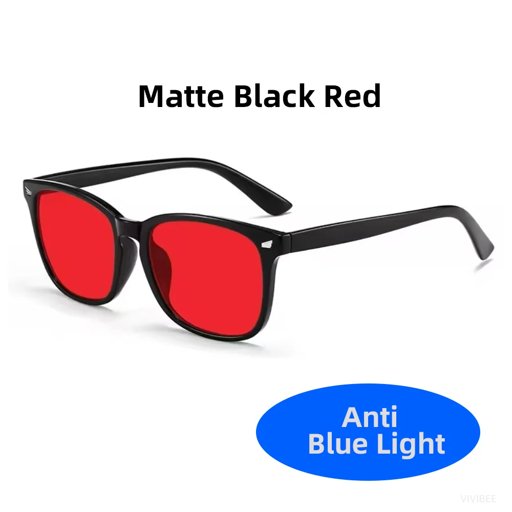 VIVIBEE Classic Red Lens Blue Light Blocking Glasses Square Men Better Sleep Anti Filter Men Orange Women Eyeglasses