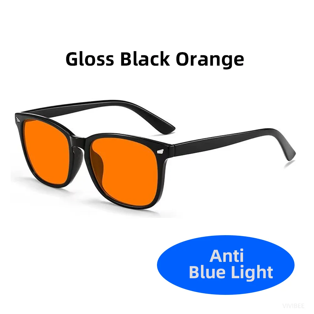 VIVIBEE Classic Red Lens Blue Light Blocking Glasses Square Men Better Sleep Anti Filter Men Orange Women Eyeglasses