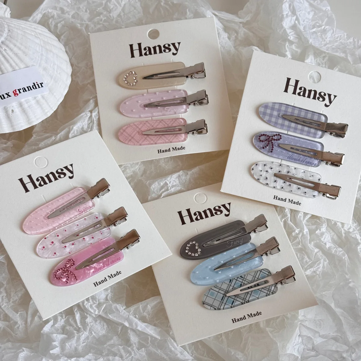Korean Sweet Love Rhinestone Hairpin Side Bangs Clip Cute Seamless Clip Hair Hairpin Headgear Set