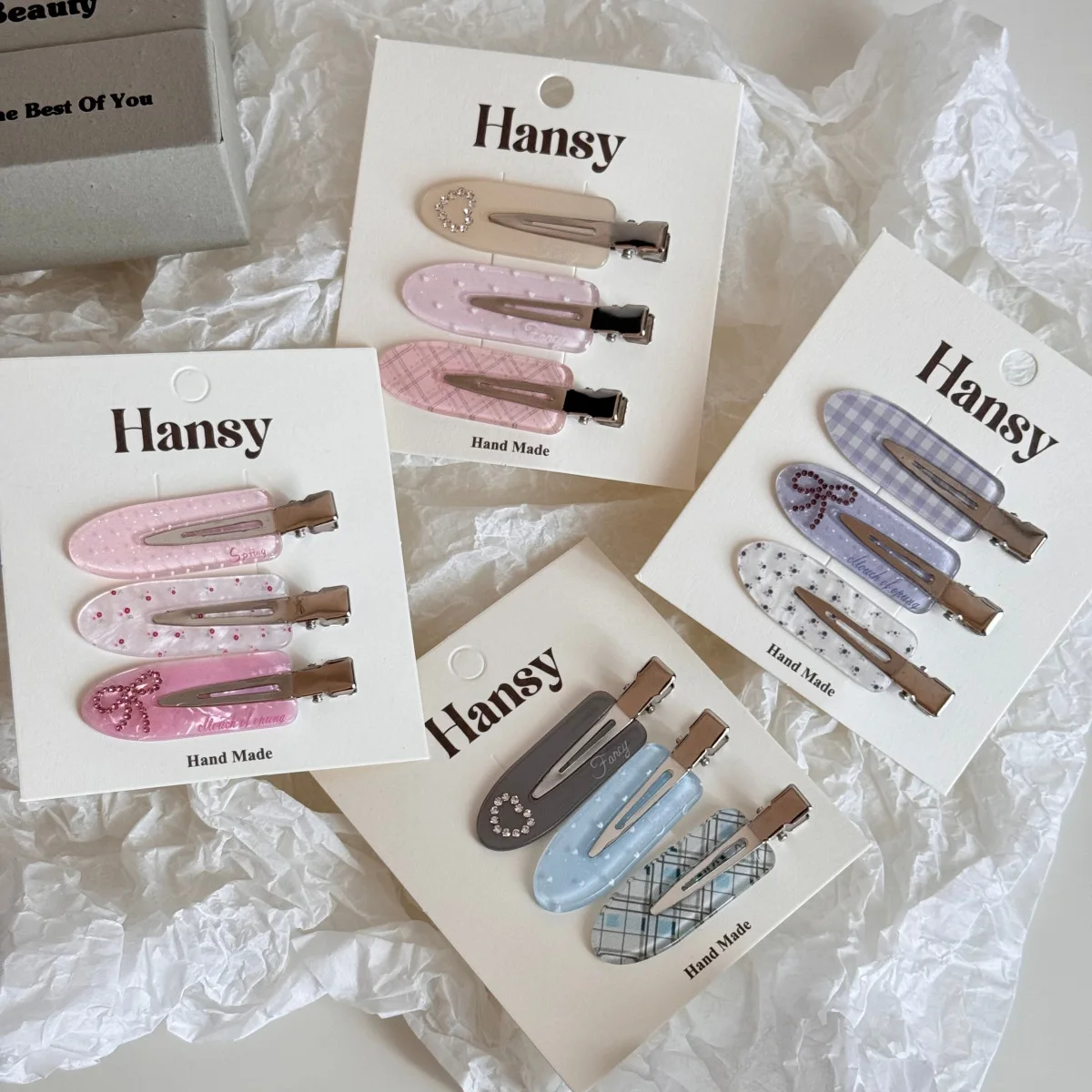 Korean Sweet Love Rhinestone Hairpin Side Bangs Clip Cute Seamless Clip Hair Hairpin Headgear Set