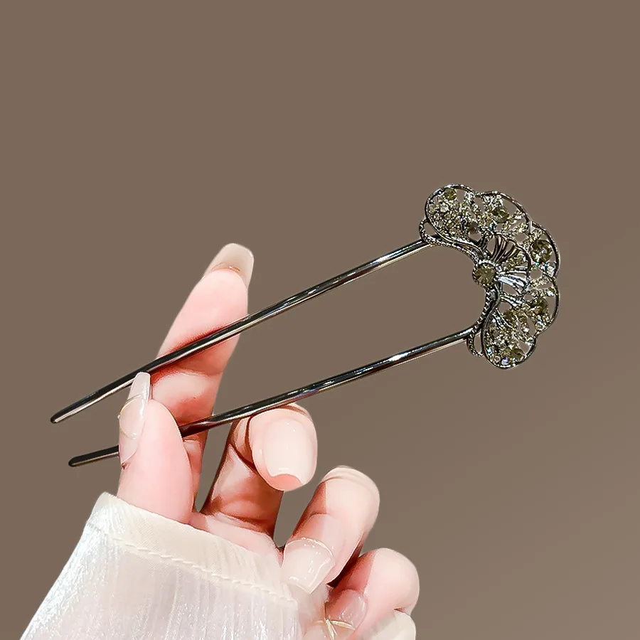 Neo-chinese Style Flower Hairpin Ink Colored Flower Tassel Hair Stick For Women Girls Elegant Exquisite Fashion Hair Accessories