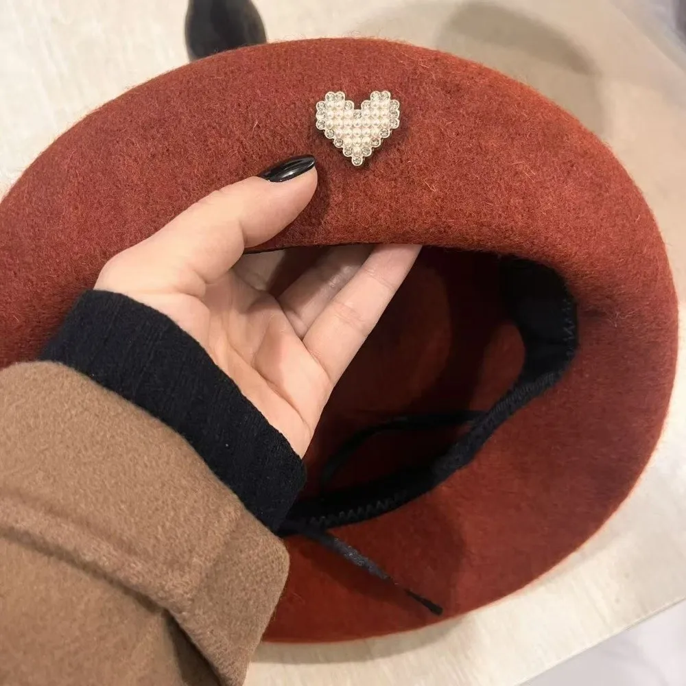Berets Hat Autumn Winter Warm Berets Hat Solid Color Elegant Plain Cap Retro All Matched French Artist Hat Lady Plain Cap
