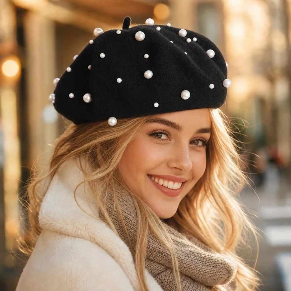 Berets Hat Autumn Winter Warm Berets Hat Solid Color Elegant Plain Cap Retro All Matched French Artist Hat Lady Plain Cap