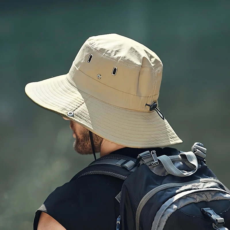Wide Brim Bucket Hat for Men Women UV Protection Sun Hat with Adjustable Chin Strap Breathable Mesh for Hiking Fishing Camping