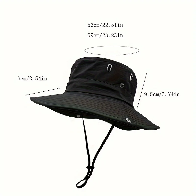Wide Brim Bucket Hat for Men Women UV Protection Sun Hat with Adjustable Chin Strap Breathable Mesh for Hiking Fishing Camping