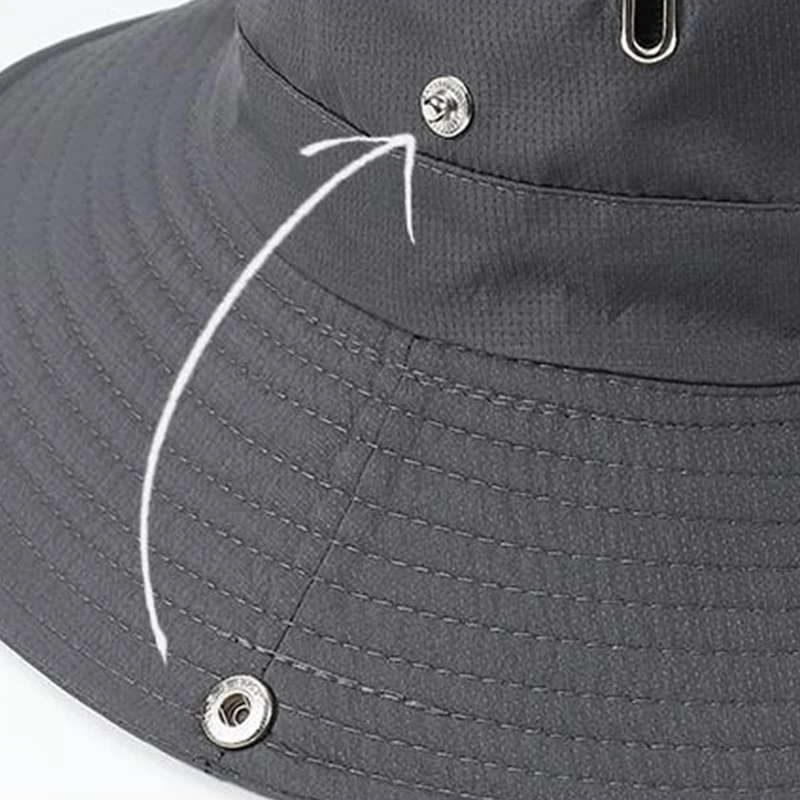Wide Brim Bucket Hat for Men Women UV Protection Sun Hat with Adjustable Chin Strap Breathable Mesh for Hiking Fishing Camping