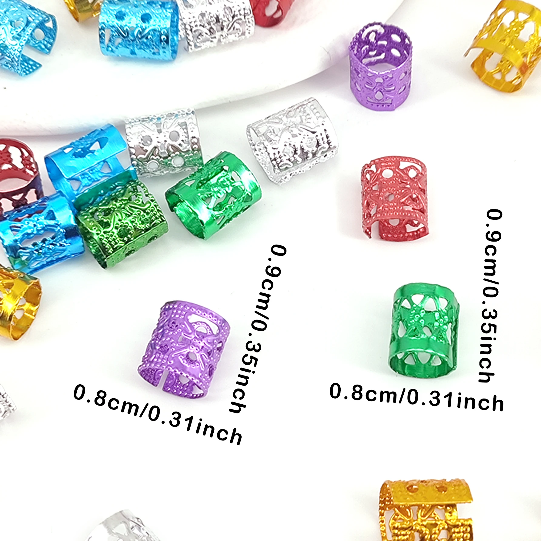 100PCS Multicolor Rings Dreadlocks Beads for Women and Girls, Braid Hair Decoration Colorful Aluminum Ring Adjustable Metal Cuff