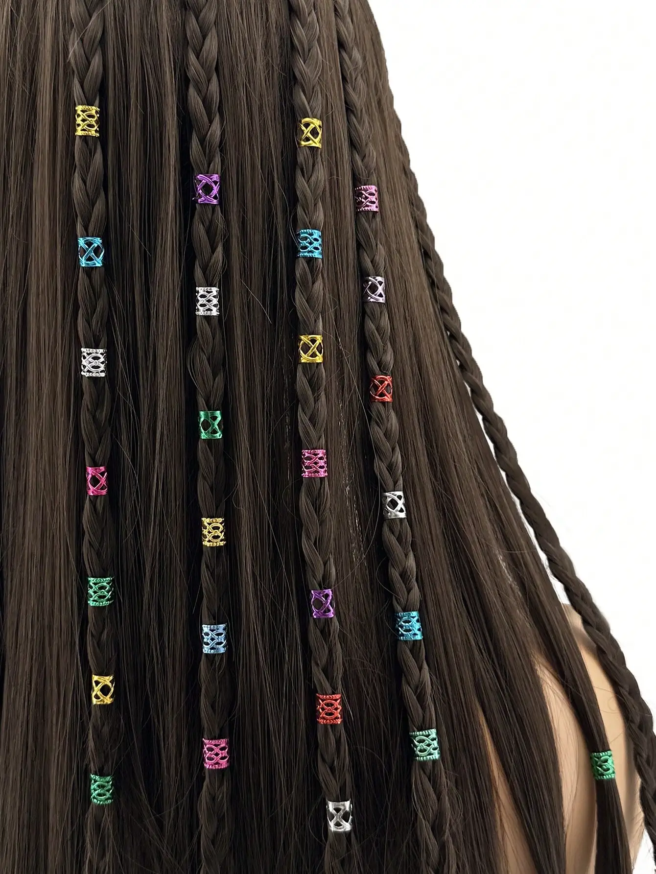 100PCS Multicolor Rings Dreadlocks Beads for Women and Girls, Braid Hair Decoration Colorful Aluminum Ring Adjustable Metal Cuff