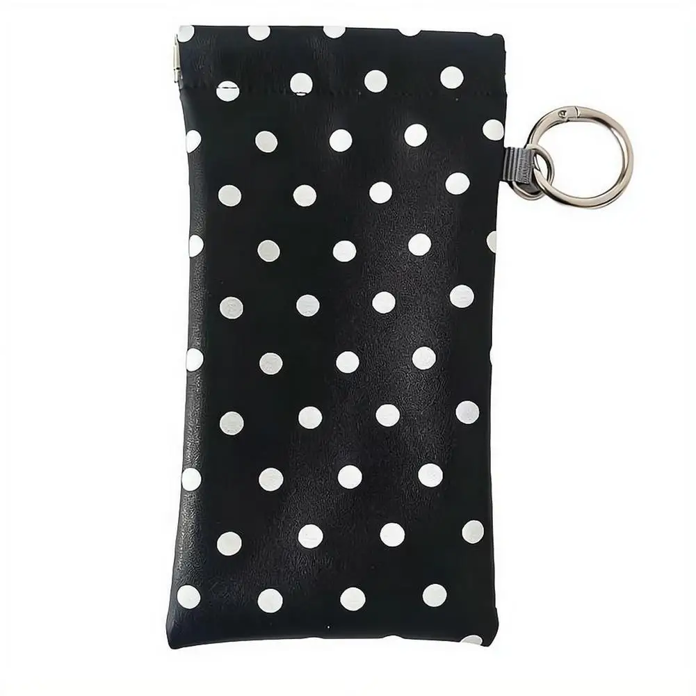 Eyeglasses Case Stylish Polka Dot Auto-close Glasses Bag With Cleaning Cloth Sunglasses Pouch Portable Hanging Card Holder