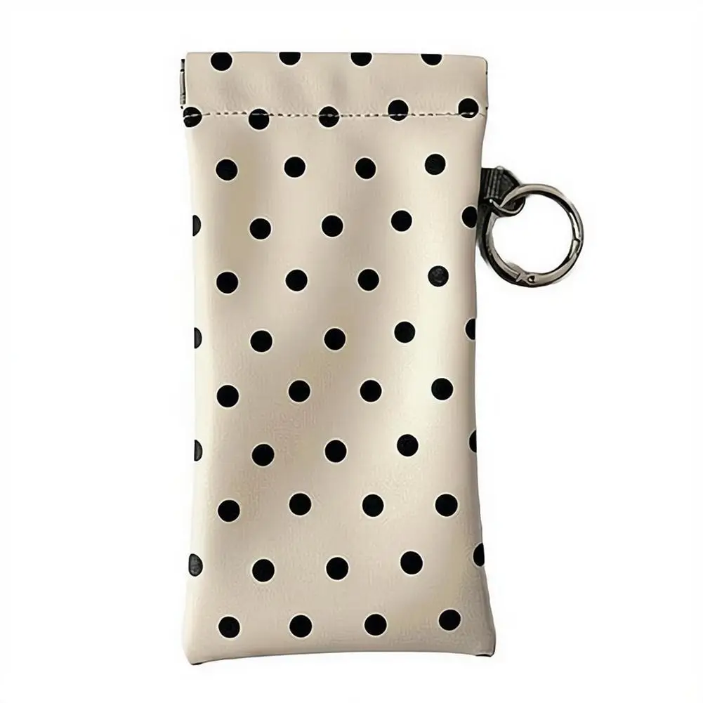 Eyeglasses Case Stylish Polka Dot Auto-close Glasses Bag With Cleaning Cloth Sunglasses Pouch Portable Hanging Card Holder