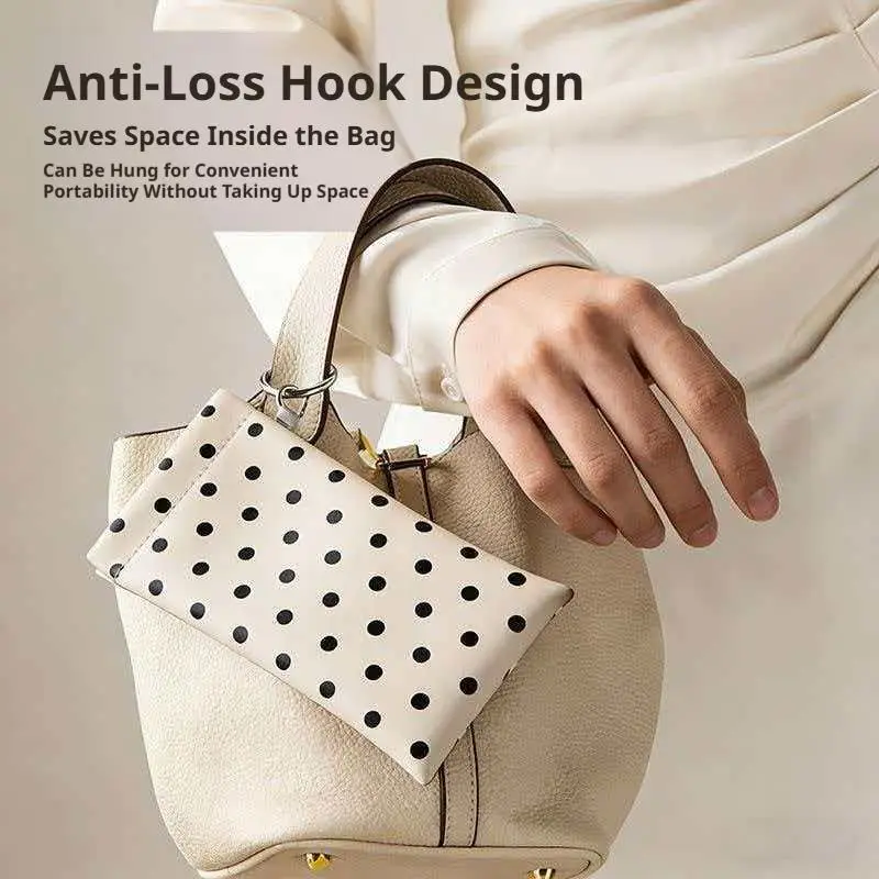 Eyeglasses Case Stylish Polka Dot Auto-close Glasses Bag With Cleaning Cloth Sunglasses Pouch Portable Hanging Card Holder