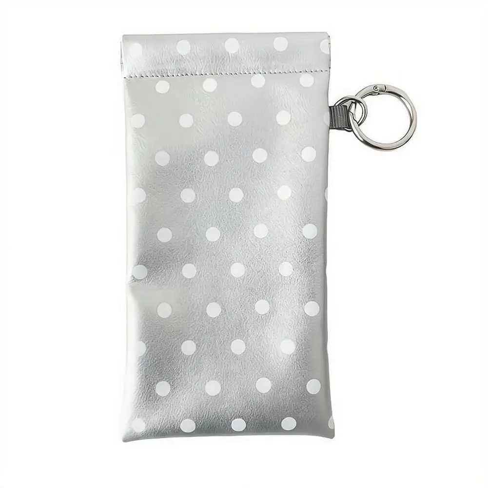 Eyeglasses Case Stylish Polka Dot Auto-close Glasses Bag With Cleaning Cloth Sunglasses Pouch Portable Hanging Card Holder