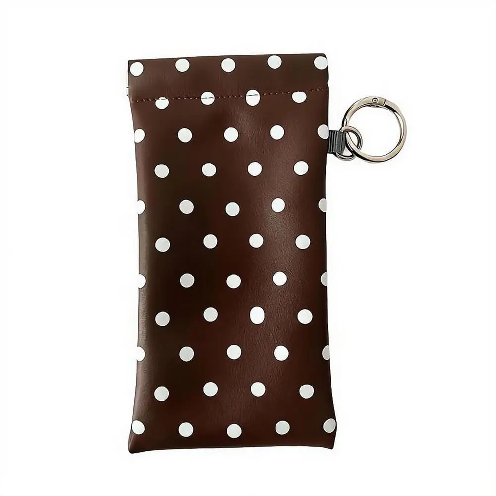 Eyeglasses Case Stylish Polka Dot Auto-close Glasses Bag With Cleaning Cloth Sunglasses Pouch Portable Hanging Card Holder