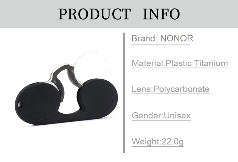 NONOR Silicone Nose Clip Pocket Reading Glasses for Men Women