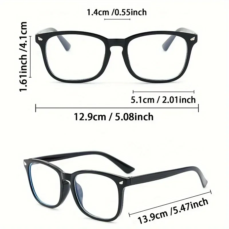 1/2pc Square Rivet Unisex Anti Blue Light Glasses for Daily Commute, Fashion Eyeglasses Riveted Frame Design|Lightweight Eyewear